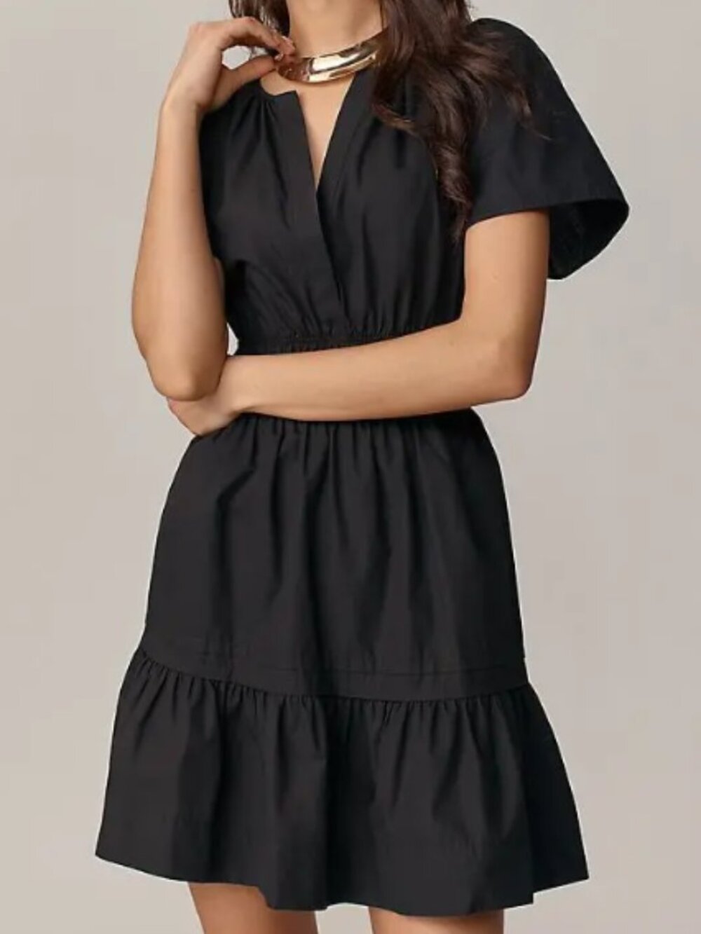 Anthropologie Somerset Mini Dress Cotton Smocked Waist Black Size L